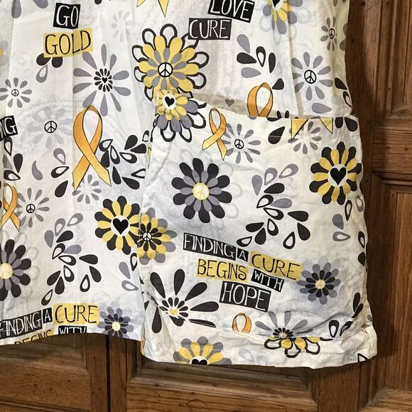 Dickies Cancer Cure Top Women's L Multicolor Cotton Poly  Pockets V-Neck Scrubs - Picture 4 of 11